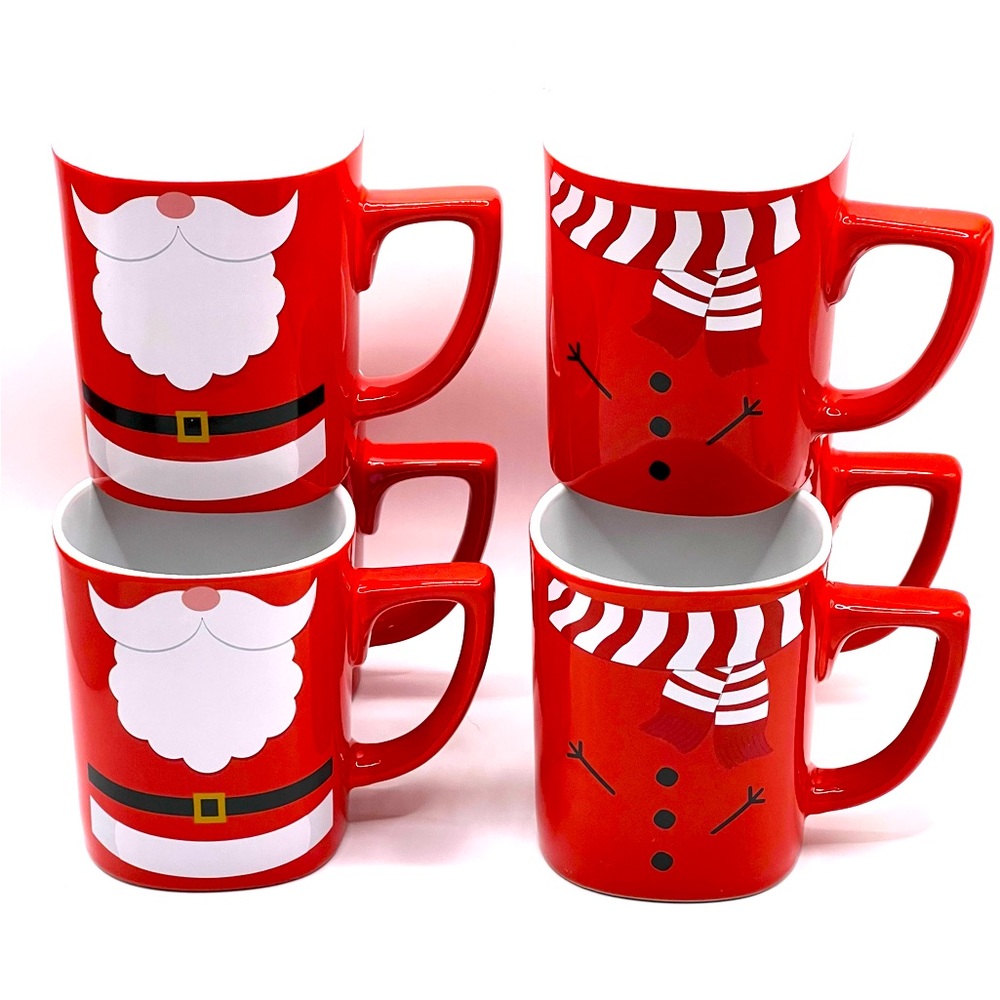 Set of 6 Nescafé Red Ceramic Christmas Collectible Coffee Mugs Nestle 8 oz